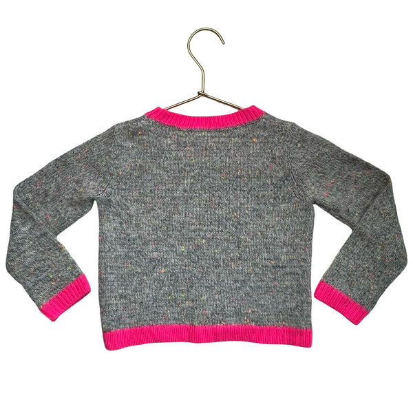 Tucker & Tate Gray Speckled Sweater, Hot Pink Trim - Size 2