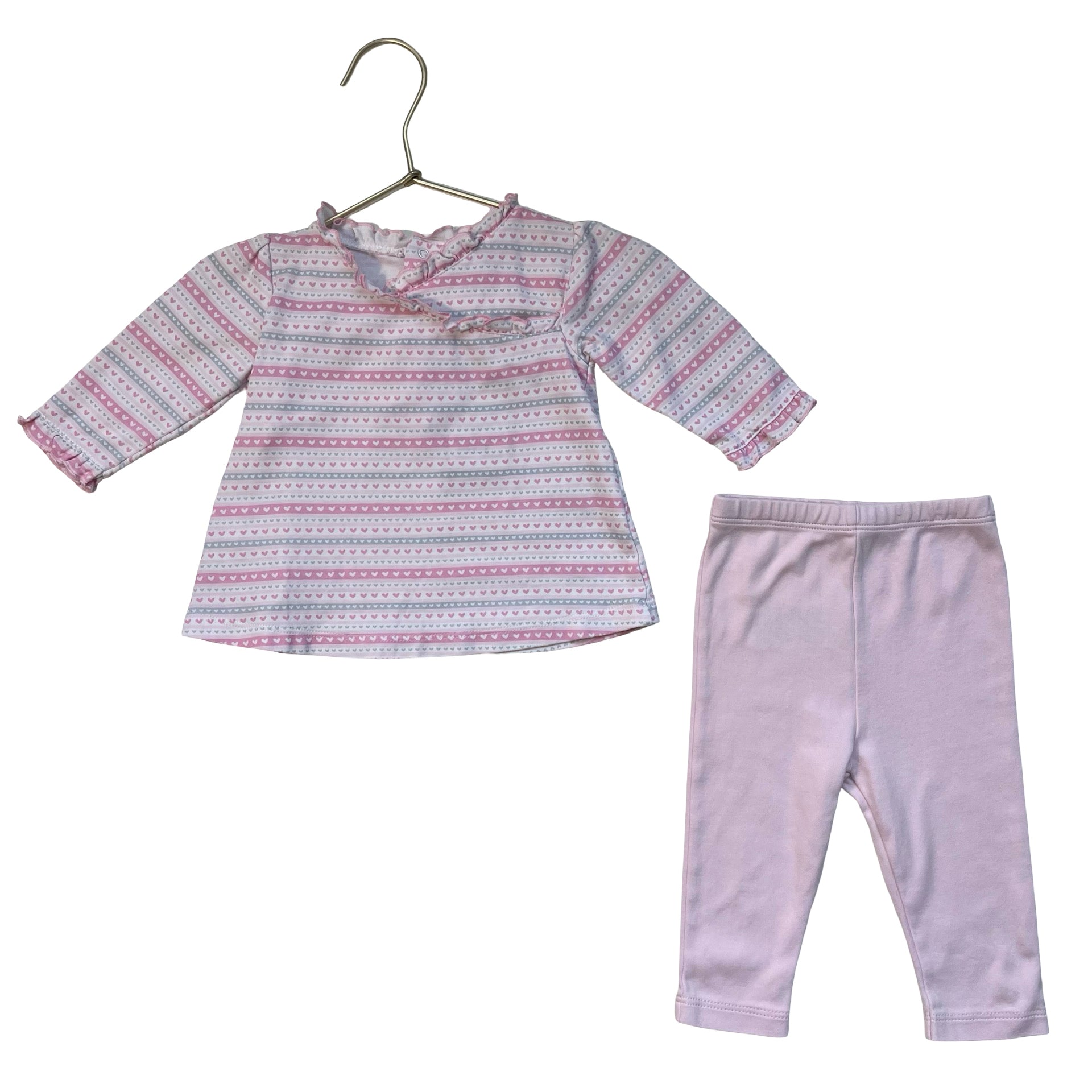 Kissy Kissy Pink Heart Print Top & Leggings Set - Size 6-9 Mo