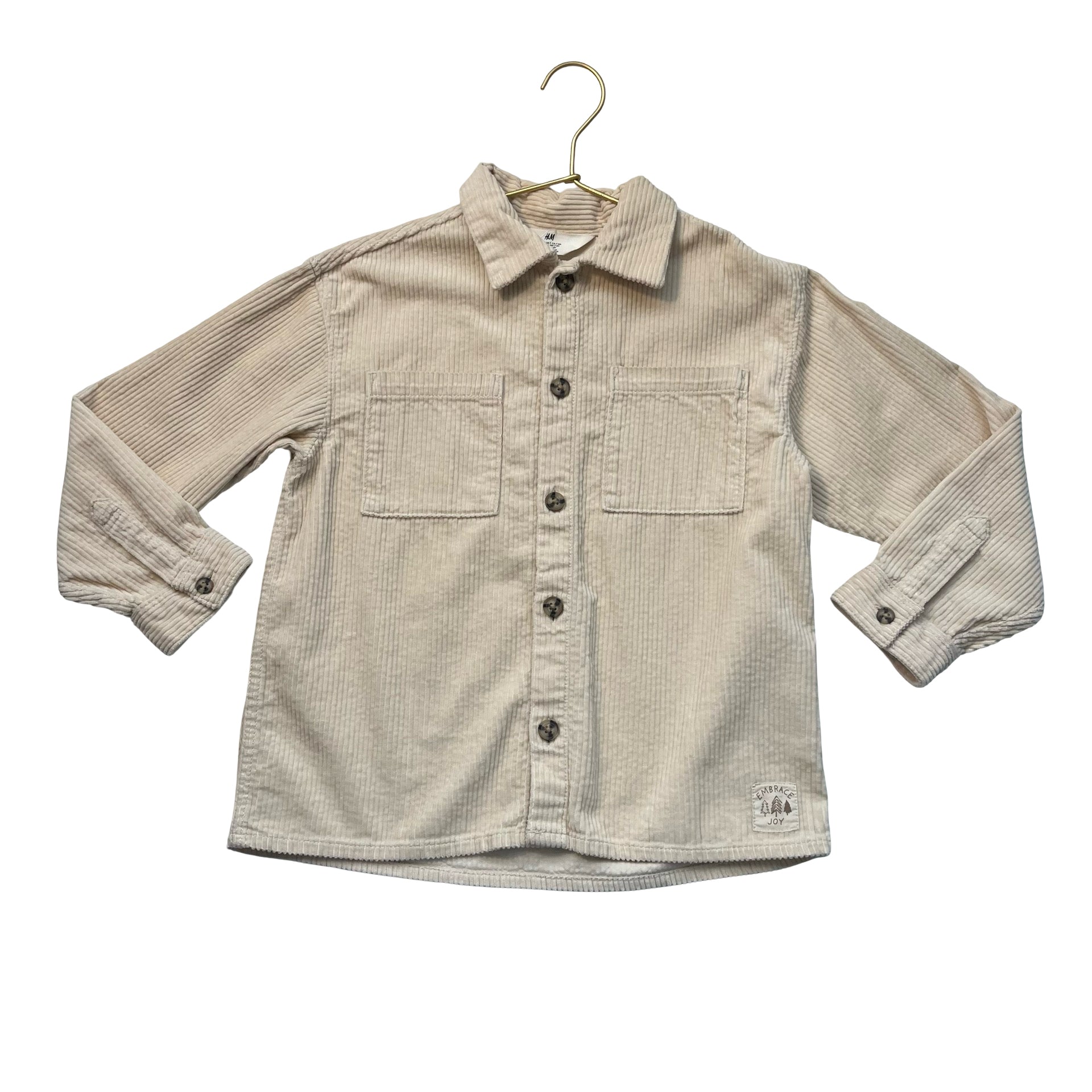 H&M Ivory Corduroy Button Down Shirt - Size 7