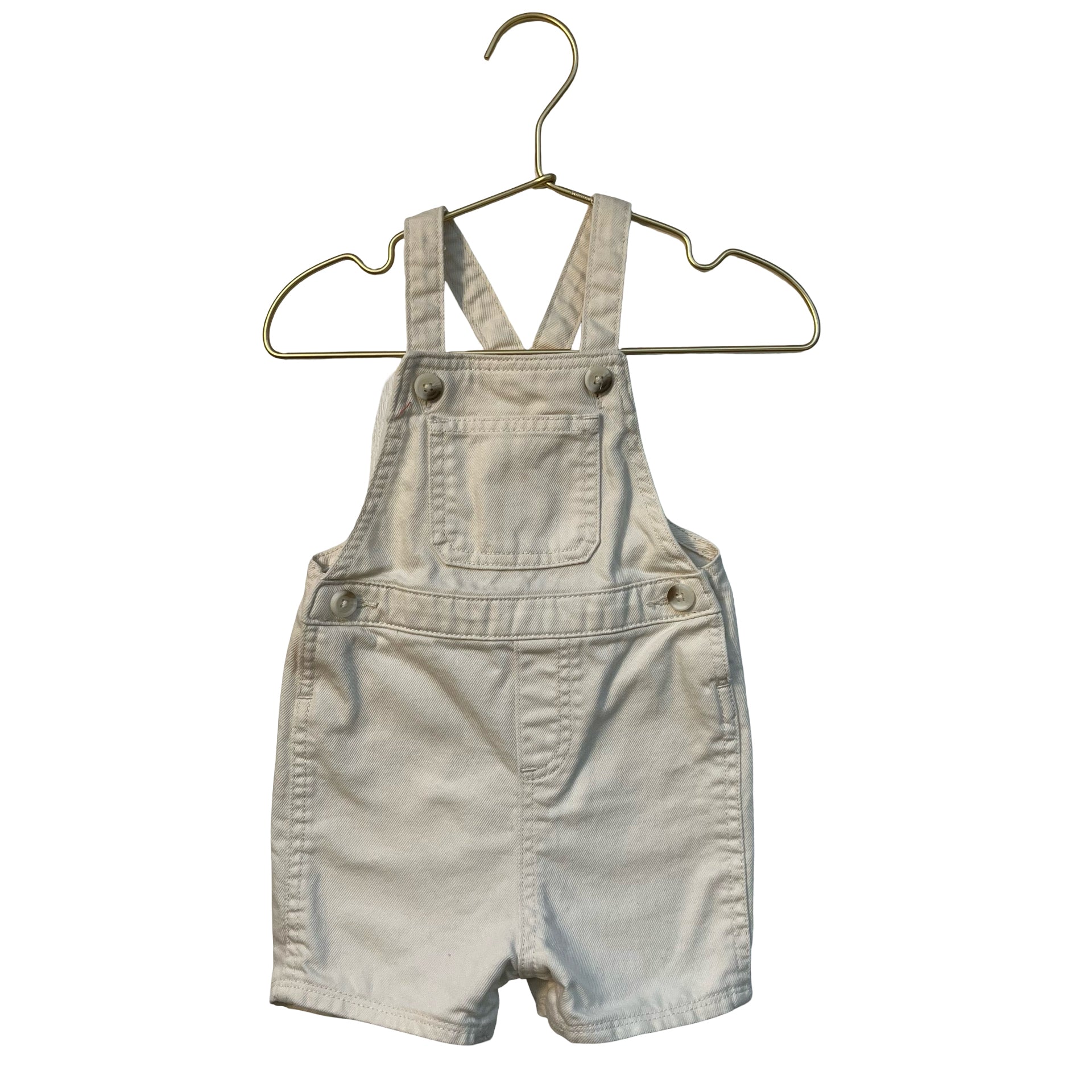 Old Navy Ivory Denim Shortalls - Size 12-18 Mo