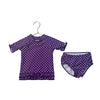 Ruffle Butts Purple Polka Dot Rash Guard 2 Piece Swim Suit - Size 2T