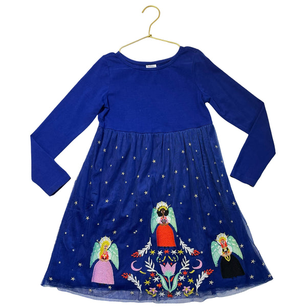 Hanna Andersson Blue Tulle Embroidered Angel Dress - Size 6-7Y