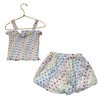 Lola & The Boys White & Rainbow Heart Print Shorts & Smocked Tank Set - Size 4
