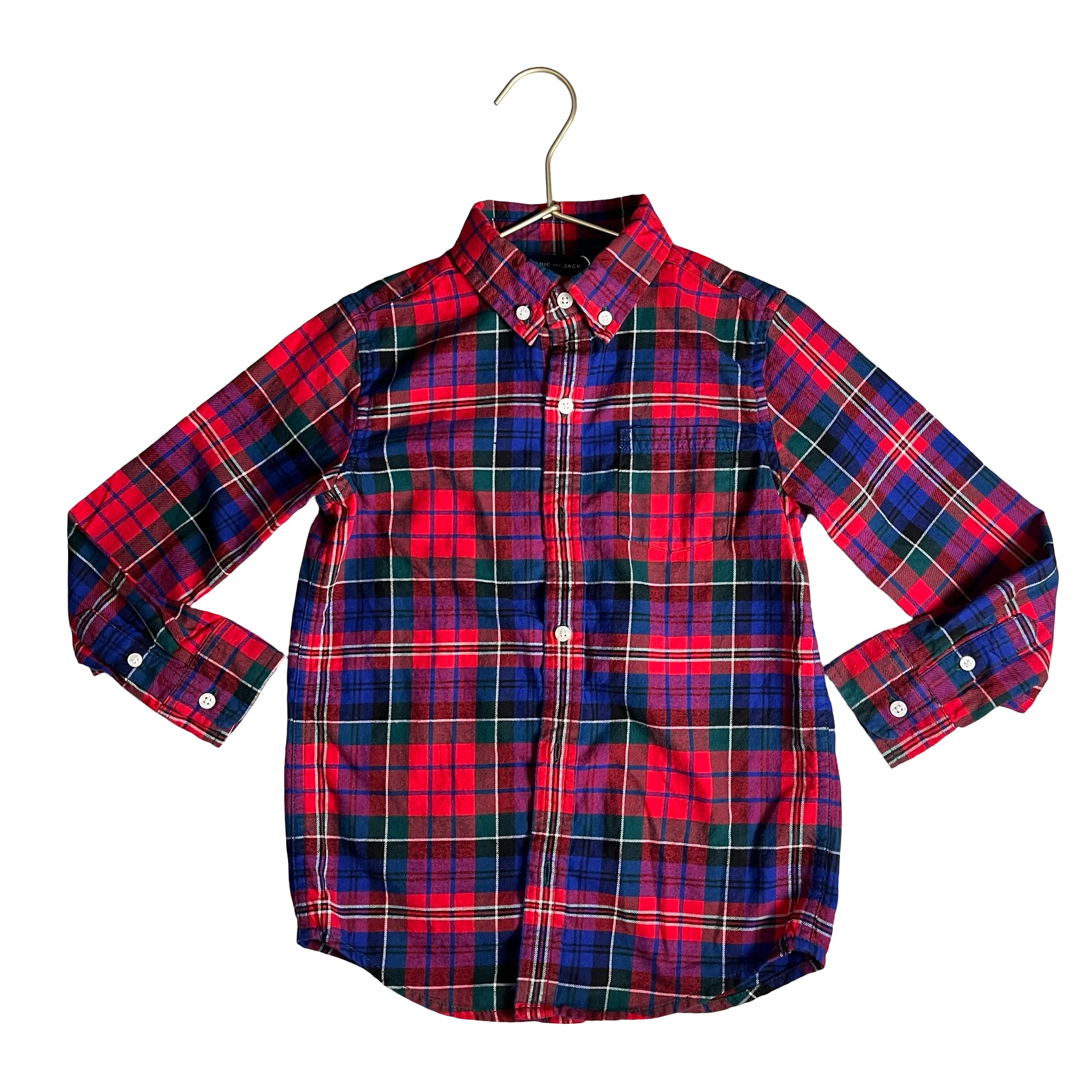 Janie and Jack Red & Blue Plaid Button Down Shirt - Size 6
