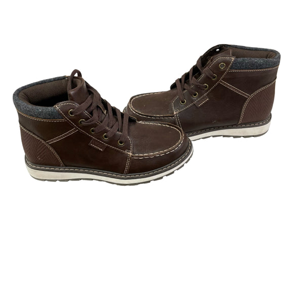 Sonoma Brown Faux Leather Lace-Up Boots - Size 3Y Big Kid