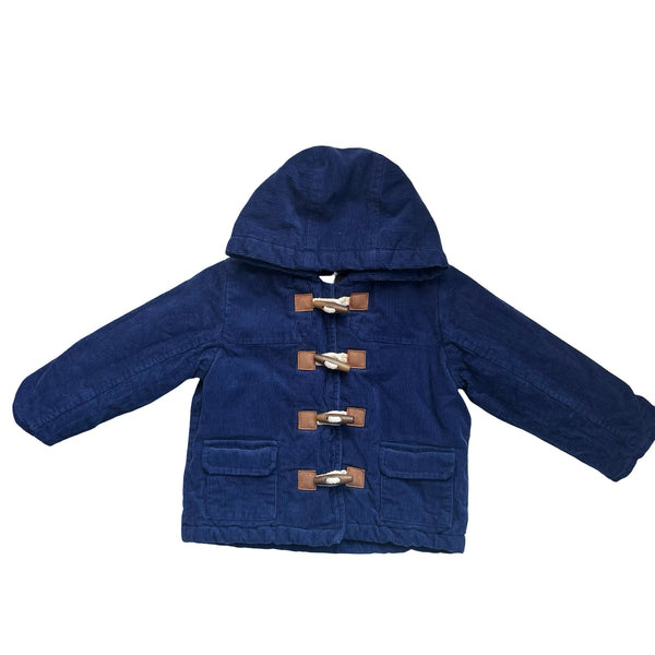 Baby Boden Navy Corduroy Hooded Toggle Jacket - Size 18-24 Mo