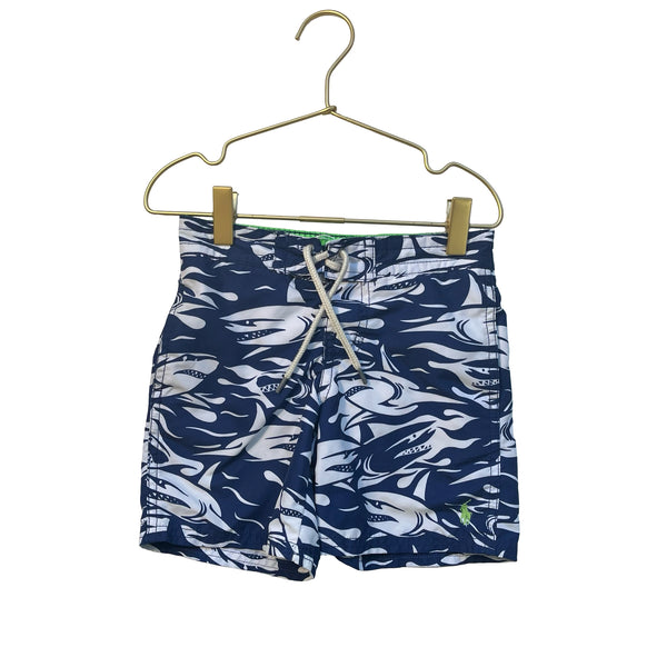 Polo Ralph Lauren Navy Shark Print Swim Shorts - Size 4