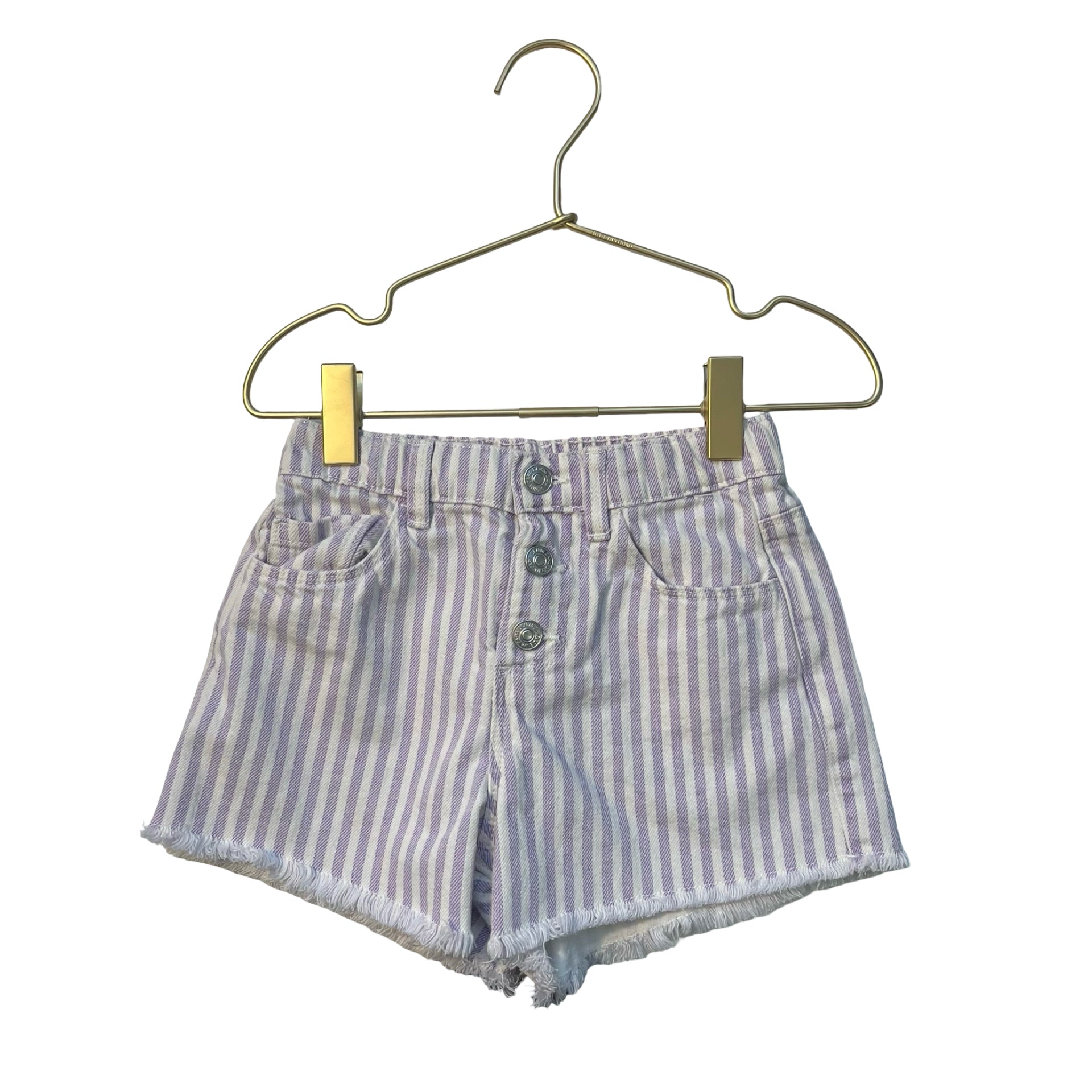 Zara Purple & Ivory Striped Denim Shorts - Size 6