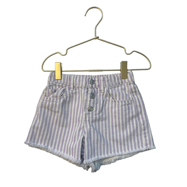 Zara Purple & Ivory Striped Denim Shorts - Size 6