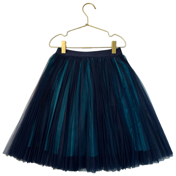 Jacadi Teal & Navy Tulle Skirt - Size 6A