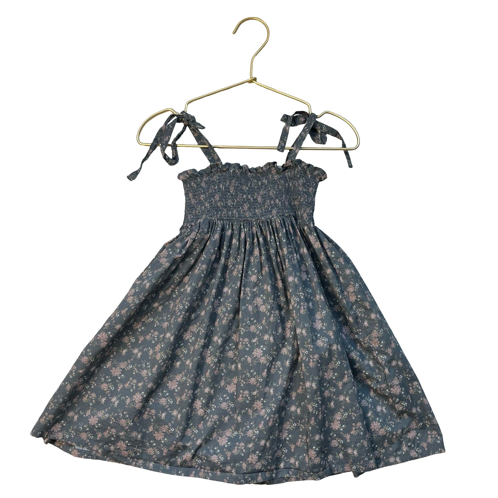 Jamie Kay Gray & Light Plum Floral Smocked Dress - Size 3Y