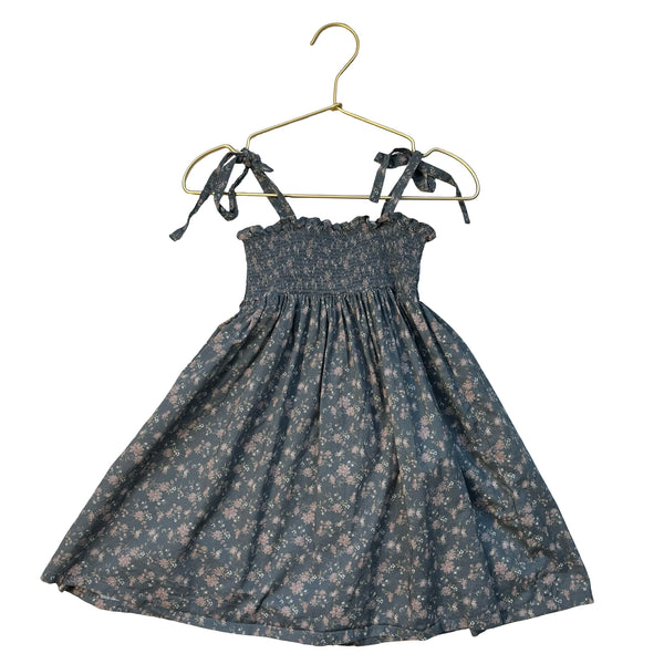 Jamie Kay Gray & Light Plum Floral Smocked Dress - Size 3Y