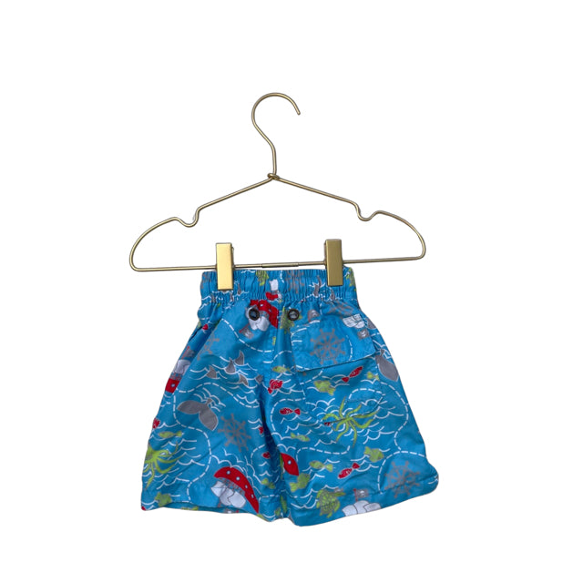 Flap Happy Blue Ship & Fish Swim Shorts - Size 6 Months