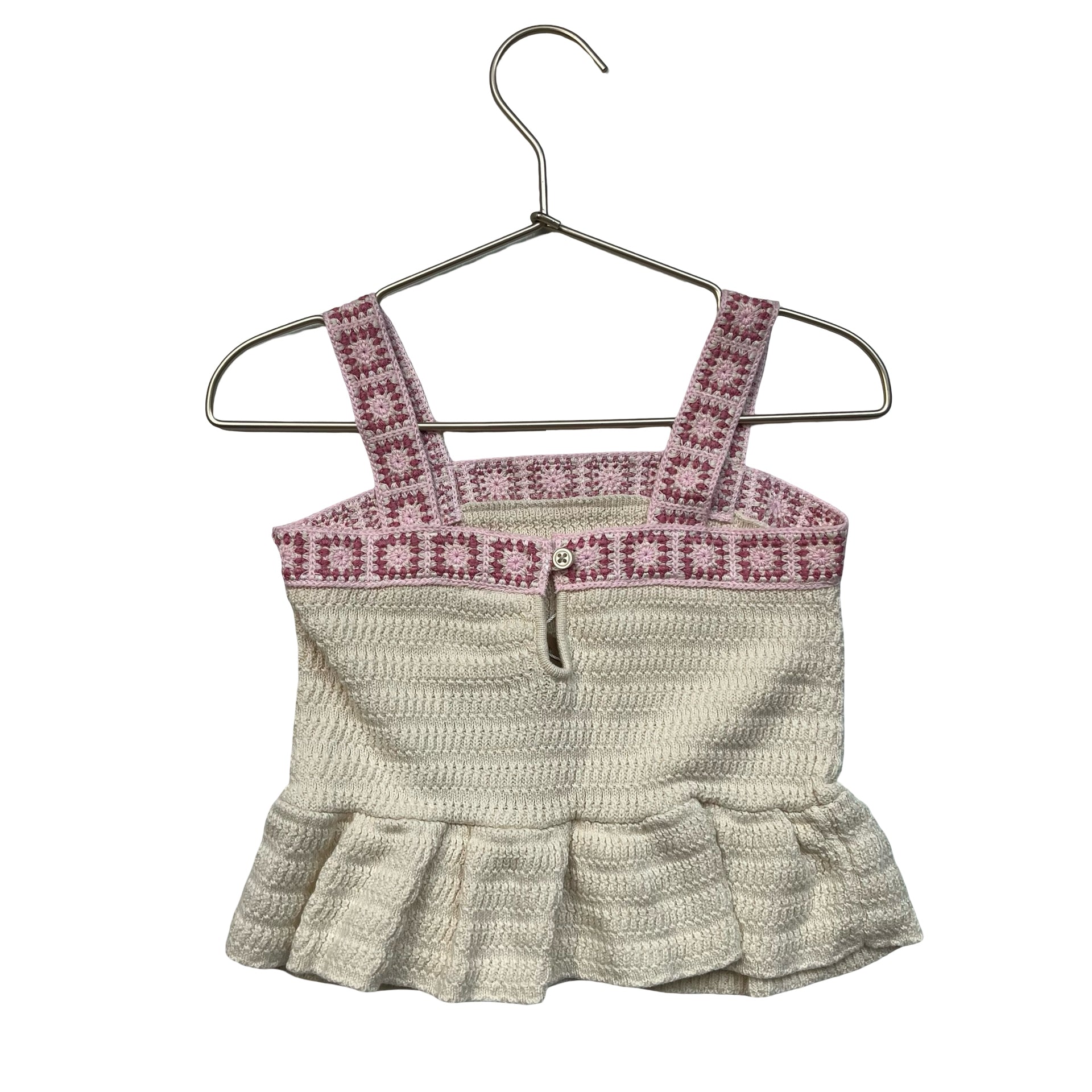 Janie and Jack Ivory & Pink Crochet Top - Size 2T