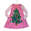 Mini Boden Pink Christmas Tree Applique Dress - Size 8-9Y