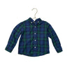 Janie and Jack Navy & Green Plaid Button Down Shirt - Size 2
