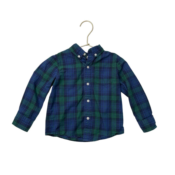 Janie and Jack Navy & Green Plaid Button Down Shirt - Size 2