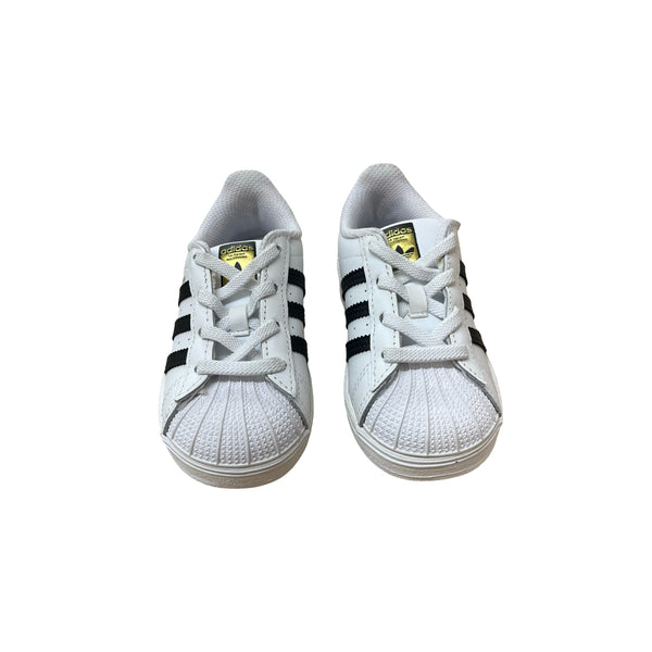 Adidas Superstar White & Black Sneakers - Size 8K