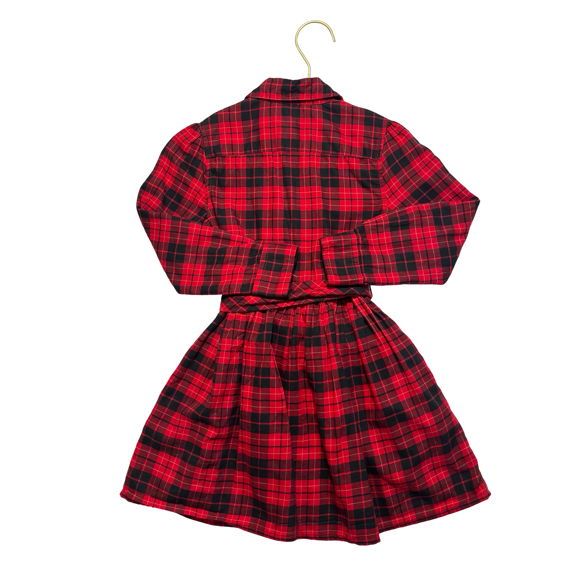 Polo Ralph Lauren Red & Black Plaid Belted Button Down Dress - Size 4