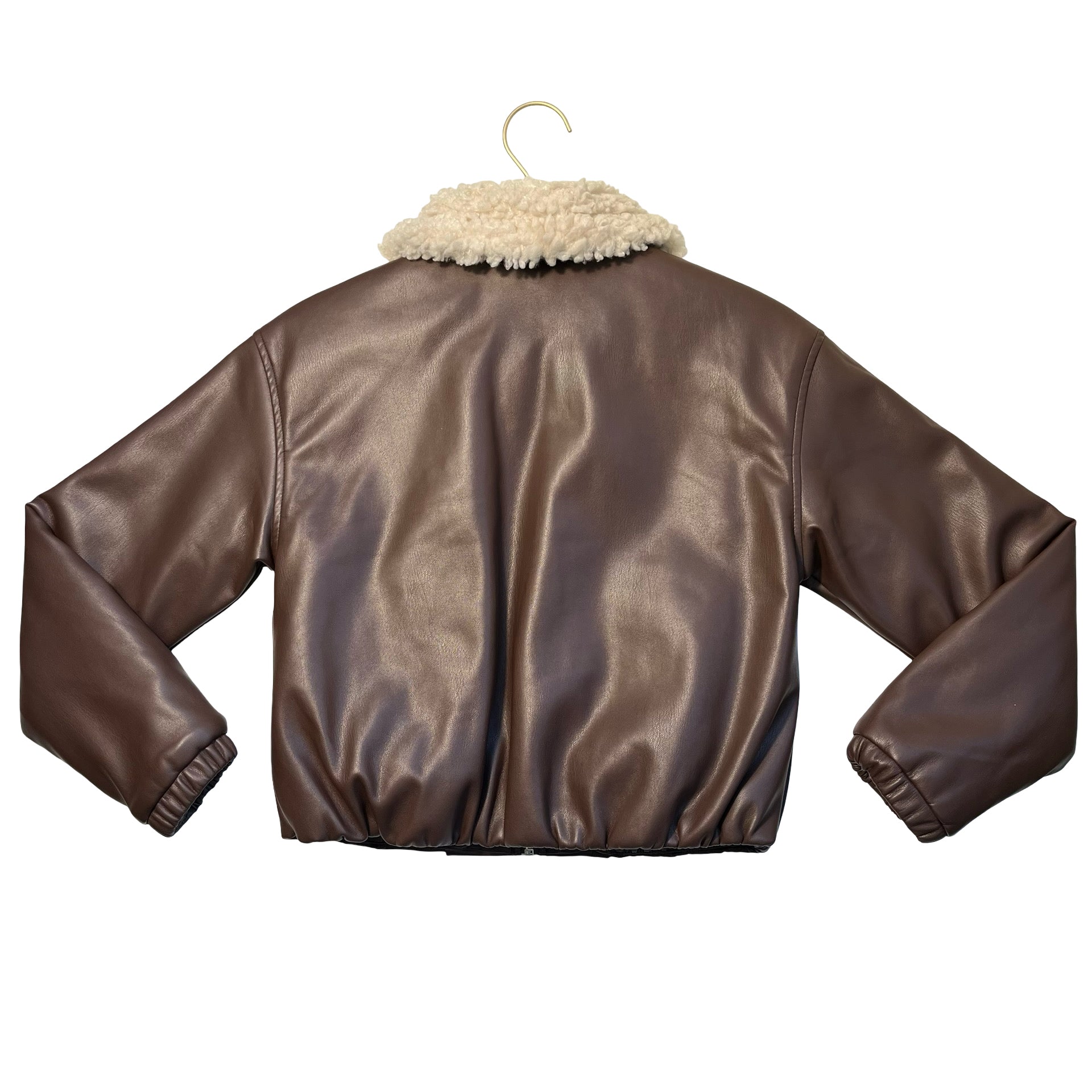 Abercrombie Kids Sherpa-Lined Brown Faux Leather Jacket - Size 9-10