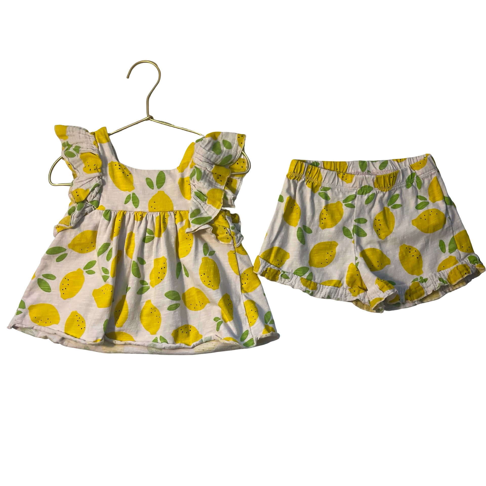 Zara Blush & Yellow Lemon Print Shorts & Top Set - Size 2-3