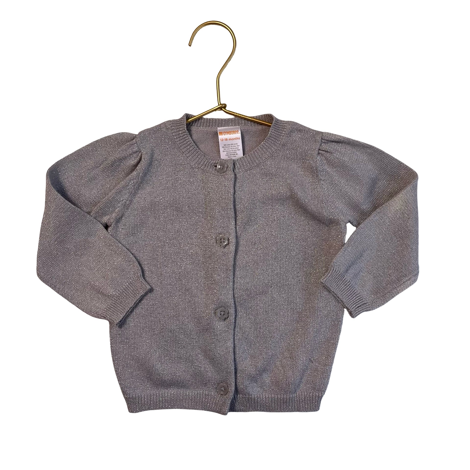 Gymboree Silver Metallic Cardigan Sweater - Size 12-18 Mo