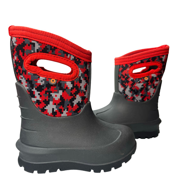 Bogs Gray & Red Pattern Boots - Size 7