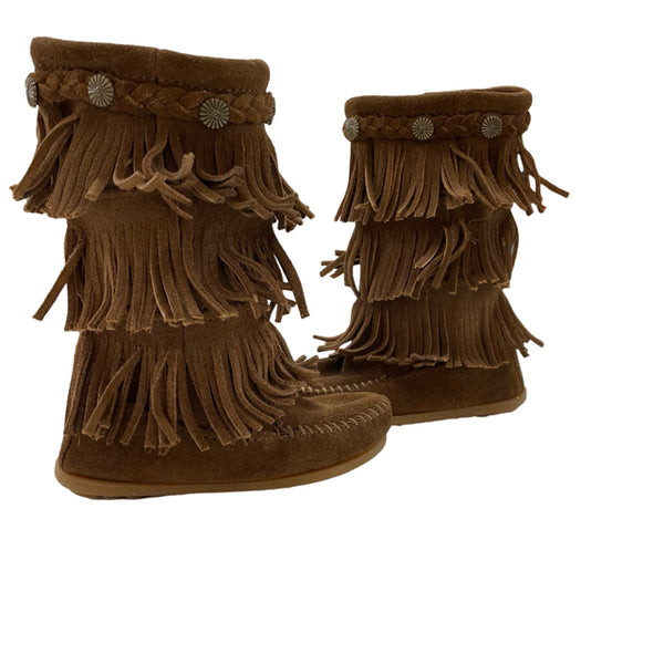 Minnetonka Brown Suede Fringe Boots - Size 9