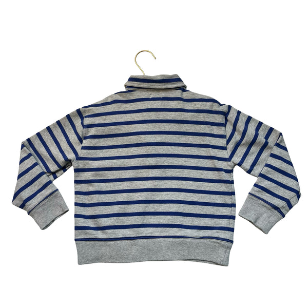 Crewcuts Gray & Blue Striped Rugby Sweatshirt - Size S 6-7