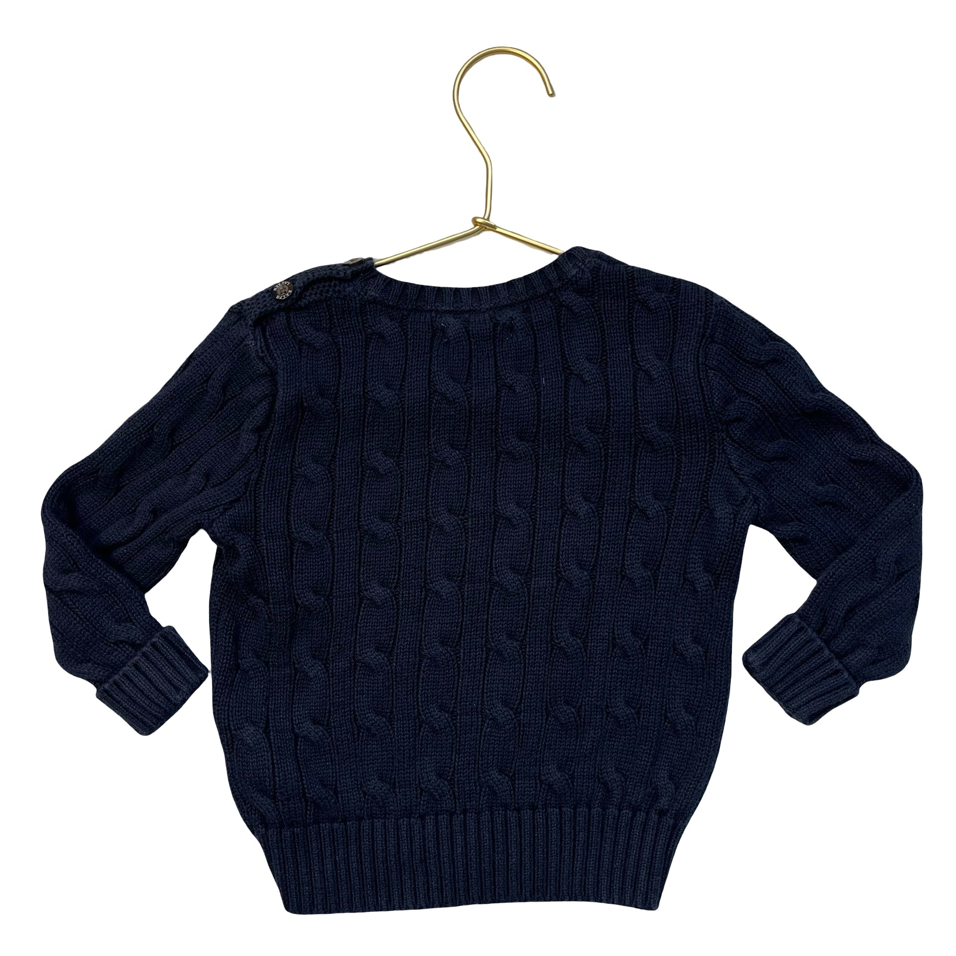 Ralph Lauren Navy Cotton Cable Knit Sweater - Size 18 Mo