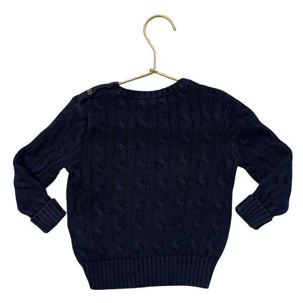 Ralph Lauren Navy Cotton Cable Knit Sweater - Size 18 Mo