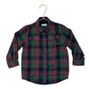 Mayoral Jersey-Lined Green, Red, Navy Plaid Button Down Shirt - Size 3