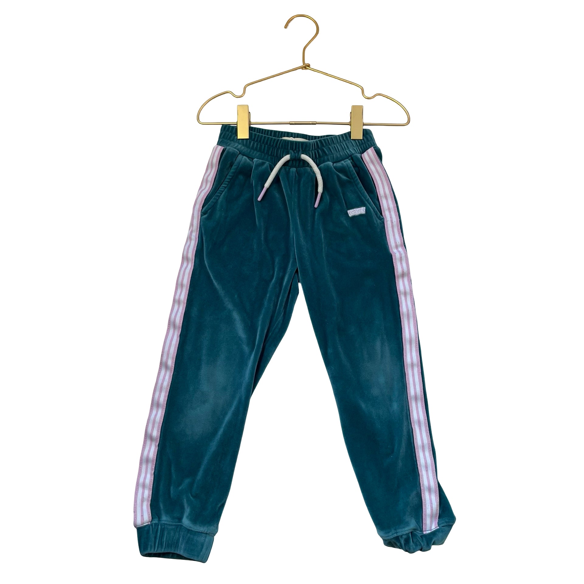 Levi's Teal Velour Joggers, Lavender Stripes - Size 4T