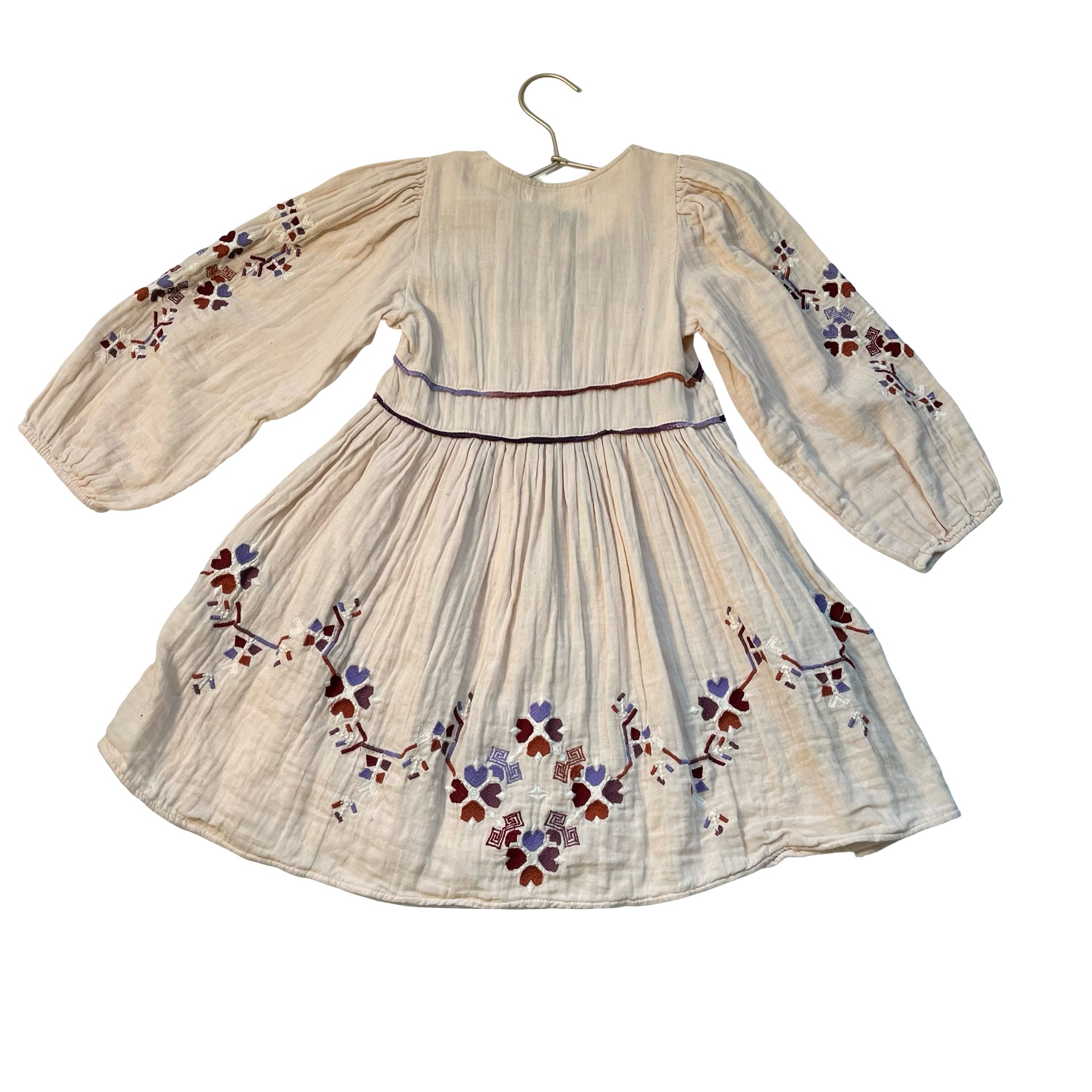Zara Ivory Embroidered Dress - Size 7
