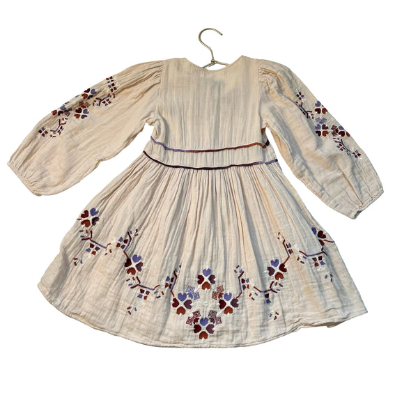 Zara Ivory Embroidered Dress - Size 7