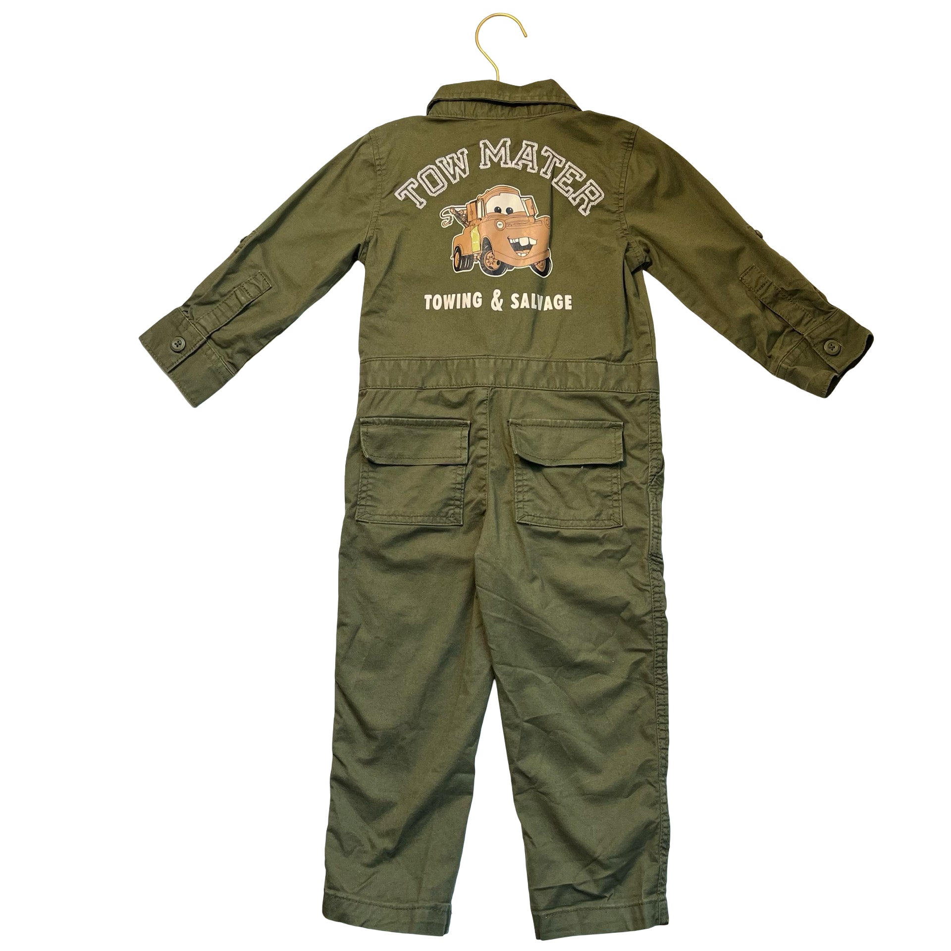 Baby Gap x Pixar Cars Mater Olive Green One-Piece Jumpsuit - Size 3