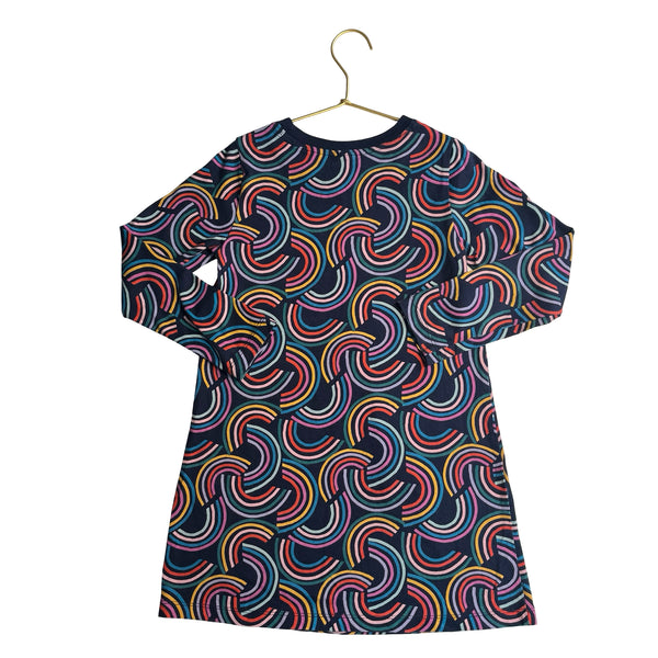 Hanna Andersson Navy Rainbow Print Dress - Size 6-7