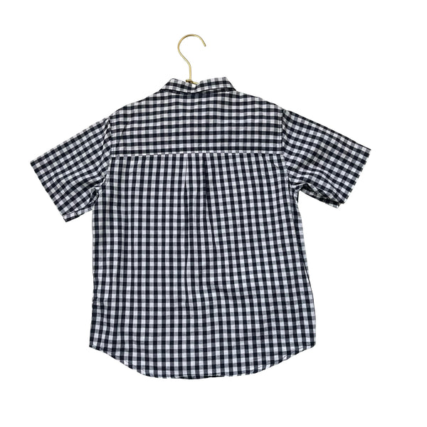 Old Navy Navy & White Check Button Down Shirt - Size S 6-7