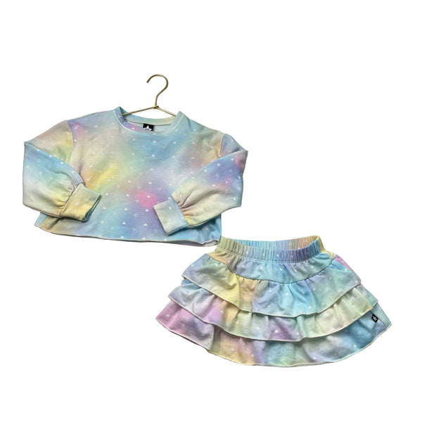 Pixie Lane Pastel Ombre Heart Sweatshirt & Skirt Set - Size 5