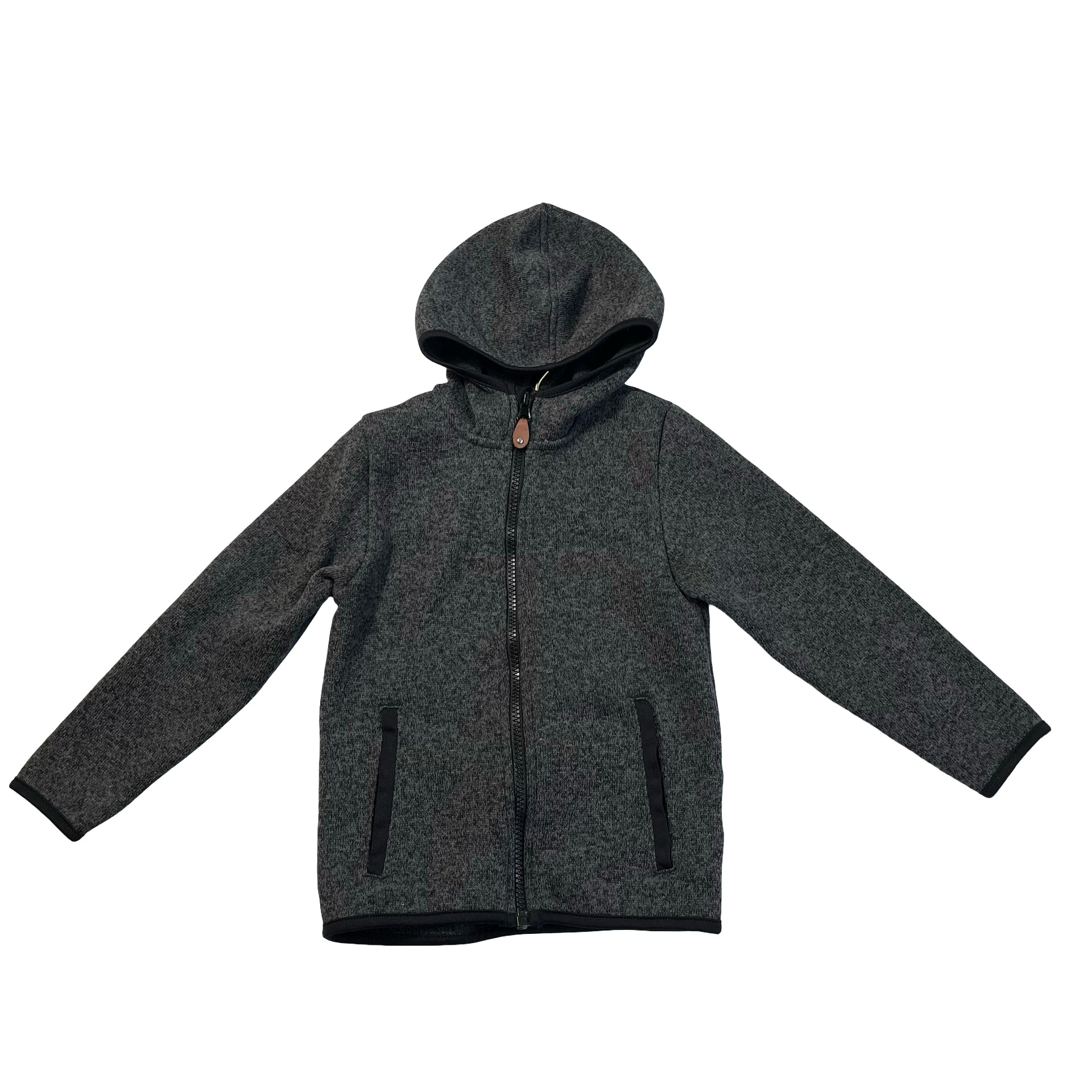 H&M Dark Gray Knit Fleece Hooded Jacket - Size 5-6