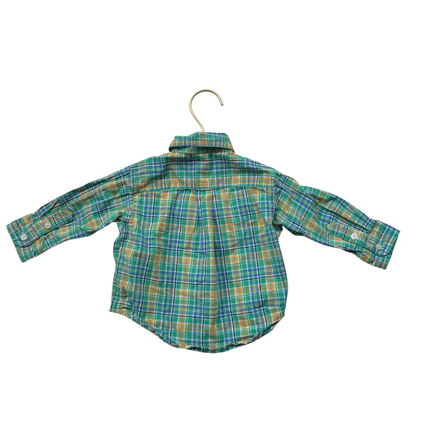 Ralph Lauren Green, Yellow & Blue Plaid Button Down Shirt - Size 9 Months