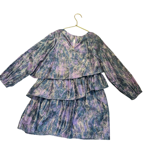 Zara Lavender, Gray, Ivory Pattern Shimmer Dress - Size 9