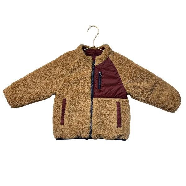 Baby Gap Khaki Sherpa & Burgundy Puffer Reversible Jacket - Size 2