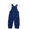 Baby Boden Blue Corduroy Embroidered Fox Overalls - Size 9-12 Mo