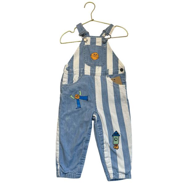 Stella McCartney Jersey-Line Striped Denim Overalls - Size 24 Mo