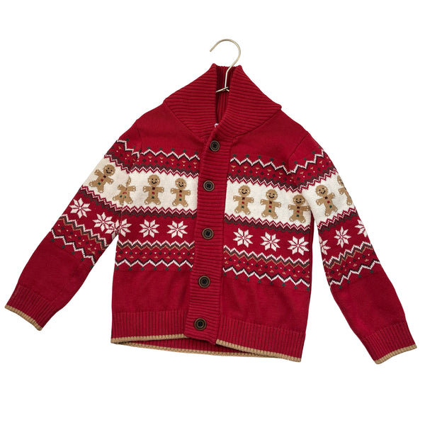 Gymboree Red Gingerbread Shawl-Neck Cotton Cardigan Sweater - Size 6