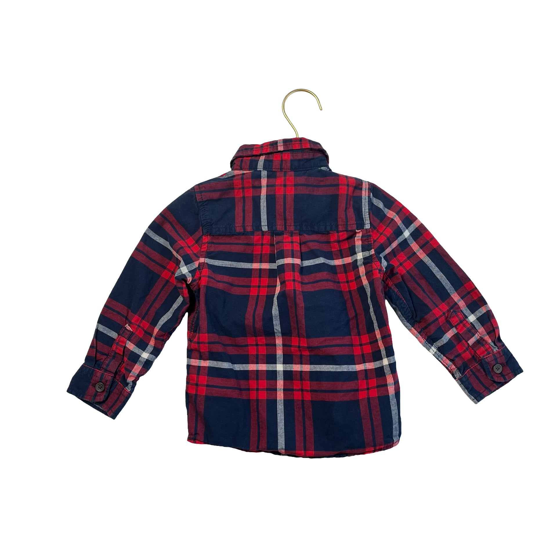 Cat & Jack Navy, Red, White Plaid Button Down - Size 2T