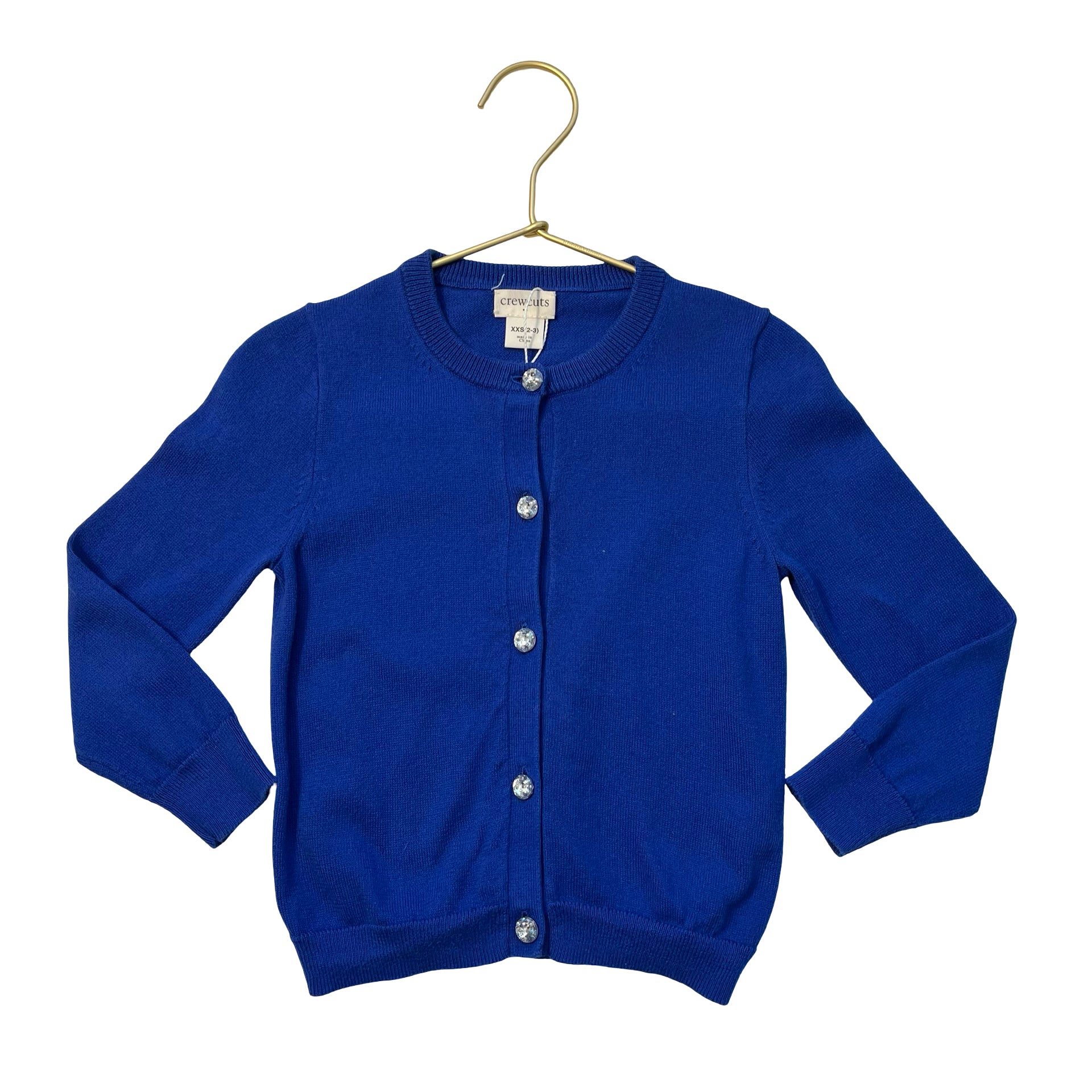 Crewcuts Blue Sparkle-Button Cotton Cardigan Sweater - Size XXS 2-3