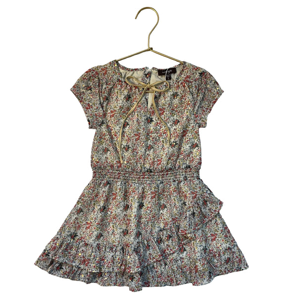 Imoga Floral & Gold Metallic Chiffon Dress - Size 2