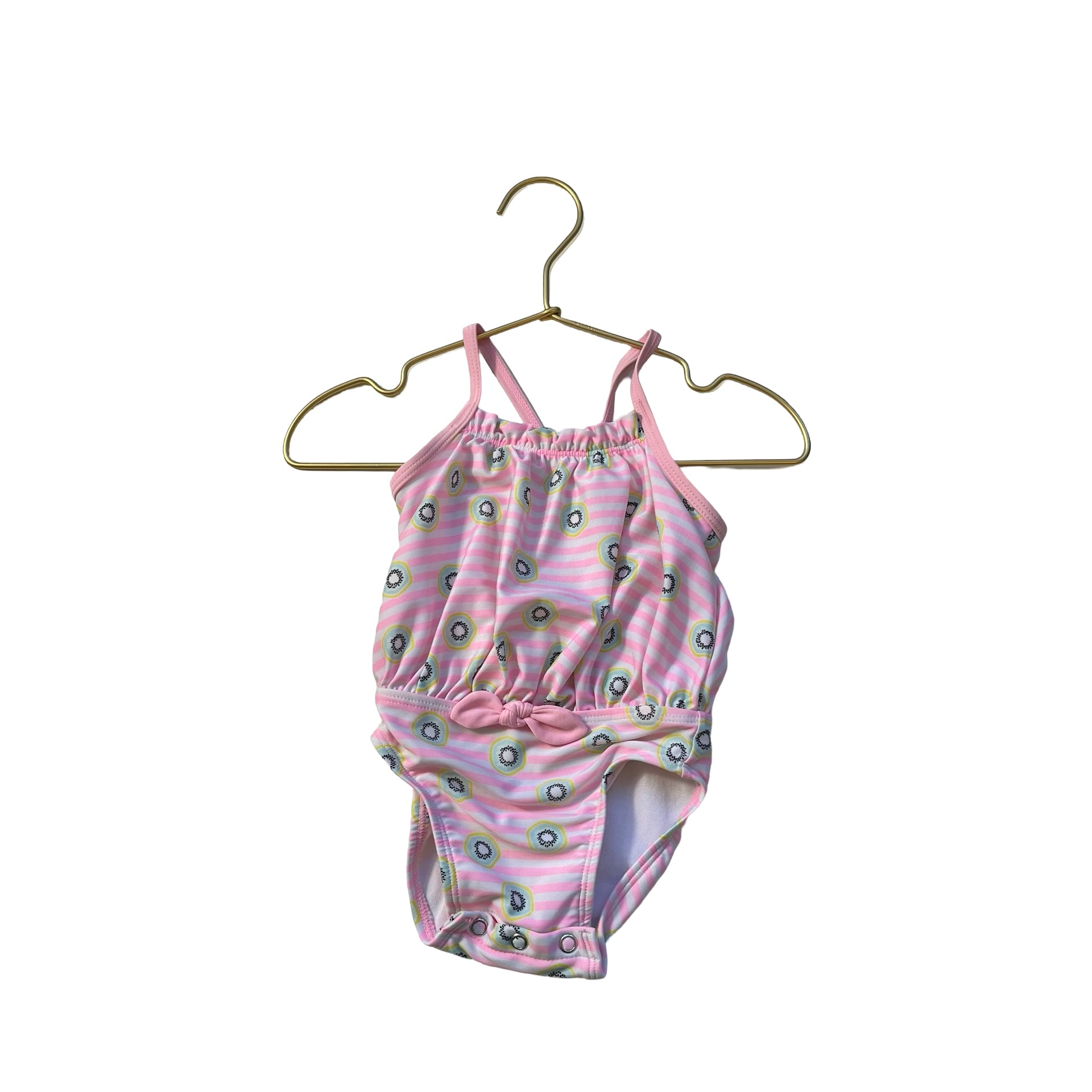 Target Pink & White Striped Kiwi Print Swim Suit - Size 6-9 Mo